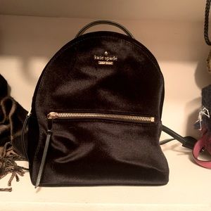 Black velvet Kate Spade mini backpack